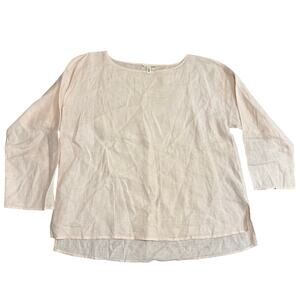 Eileen Fisher 100% Linen Pale Pink Long Sleeve Top Organic size Medium? - Read